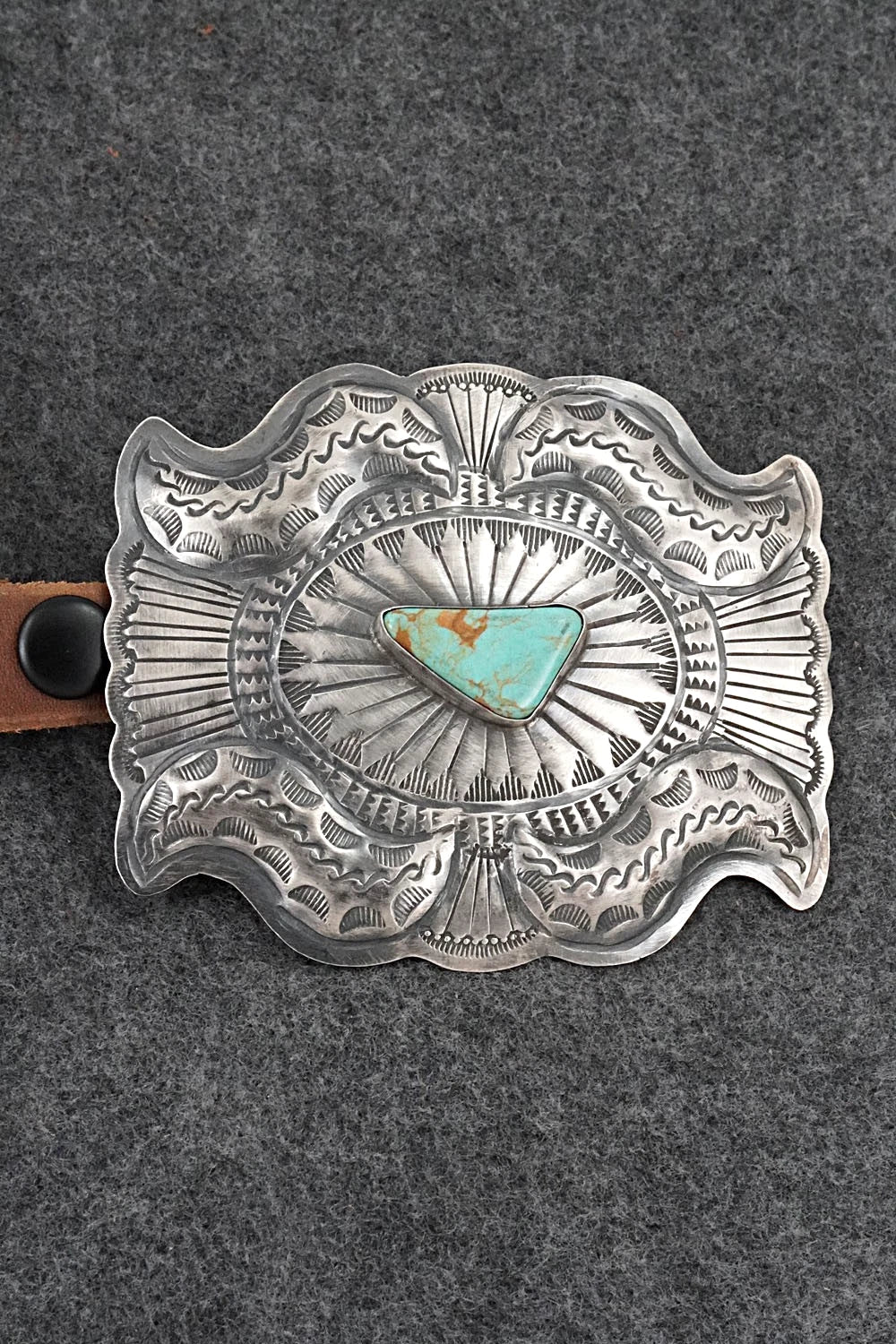 Turquoise, Sterling Silver & Leather Concho Belt - Dan Morgan