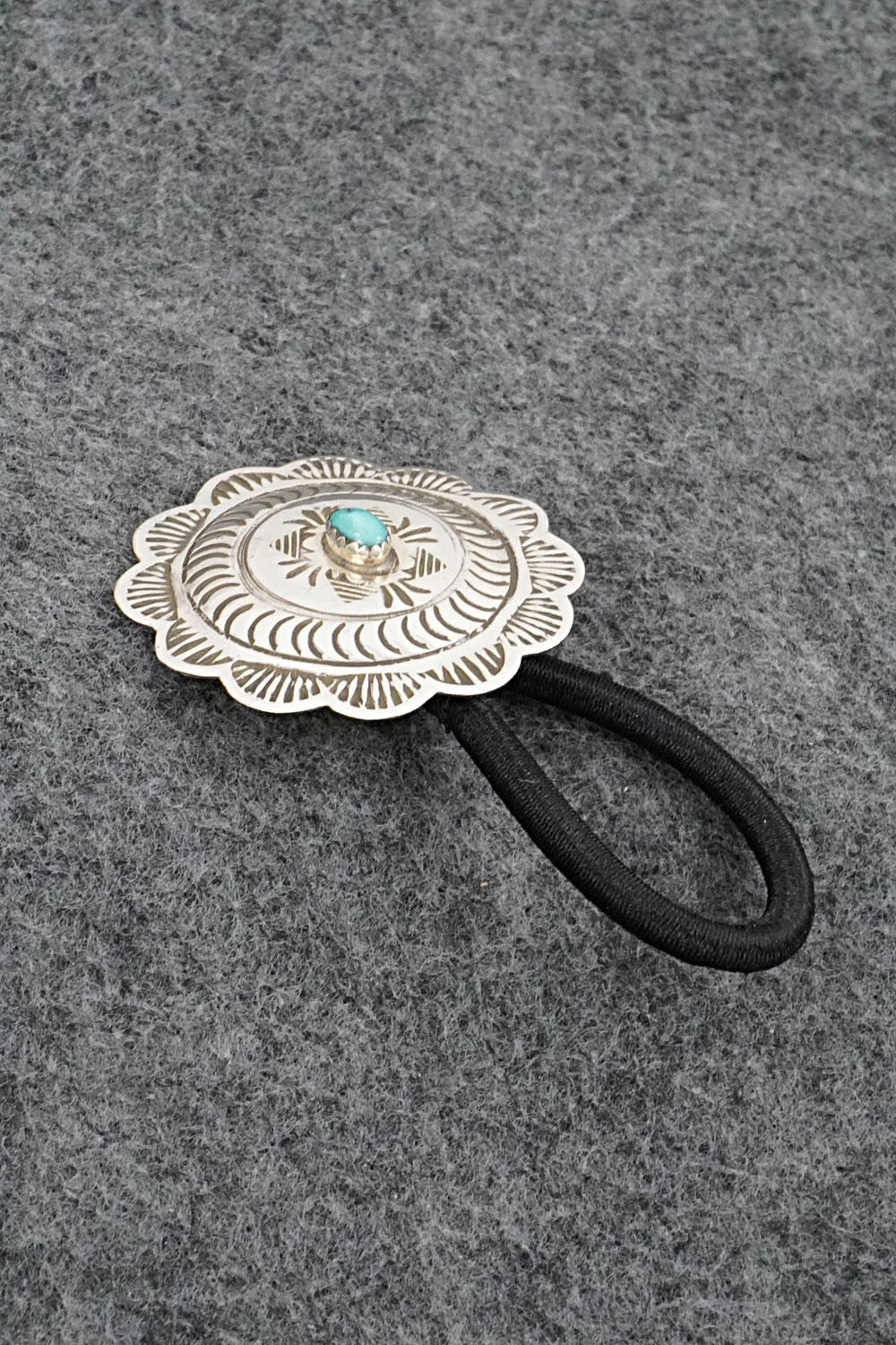 Turquoise & Sterling Silver Hair Tie - Bertha Begay