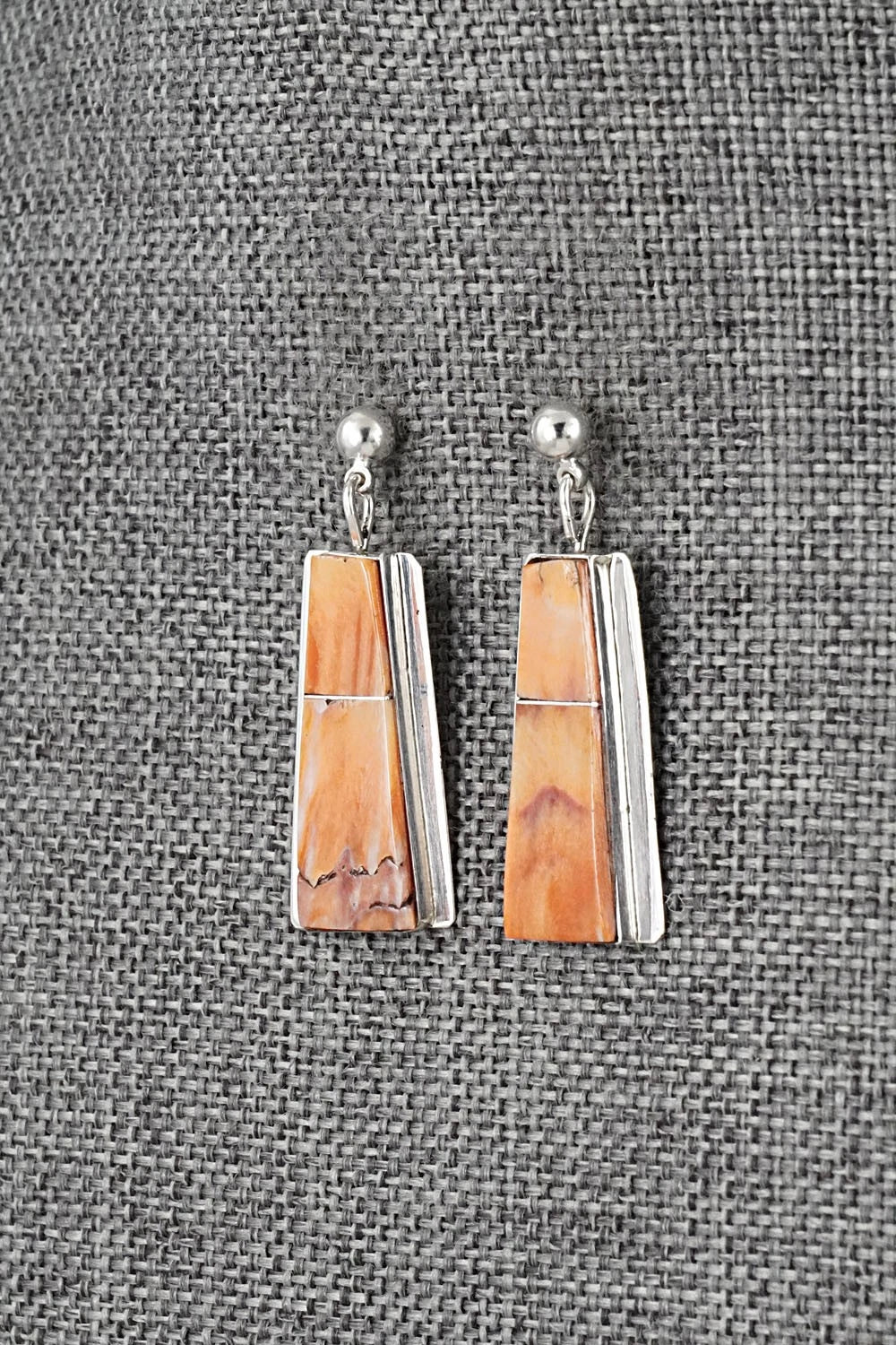 Spiny Oyster & Sterling Silver Earrings - Brenda Pete
