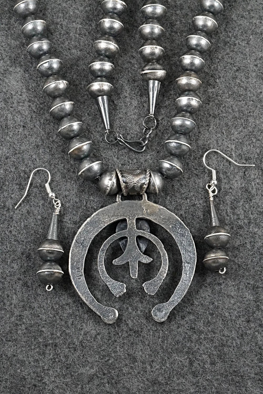 Turquoise & Sterling Silver Squash Blossom Set - Gilbert Martin