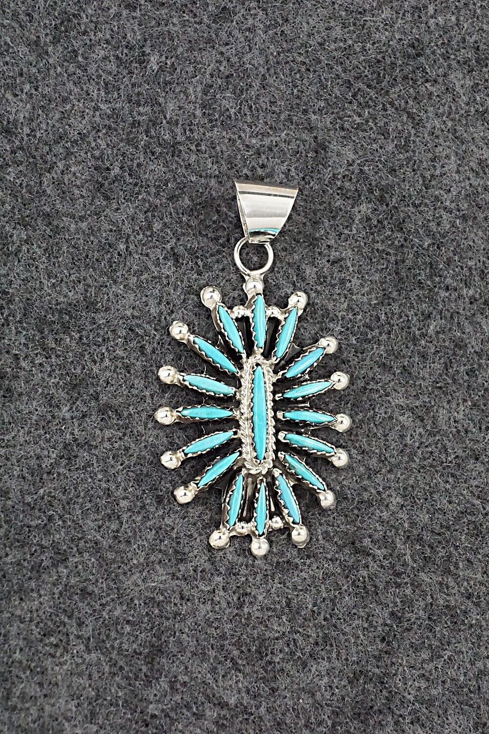 Turquoise & Sterling Silver Pendant - Jack Etsate