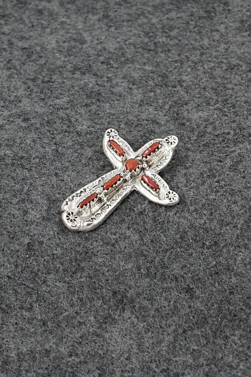 Coral & Sterling Silver Pendant - Murray Hannaweeka