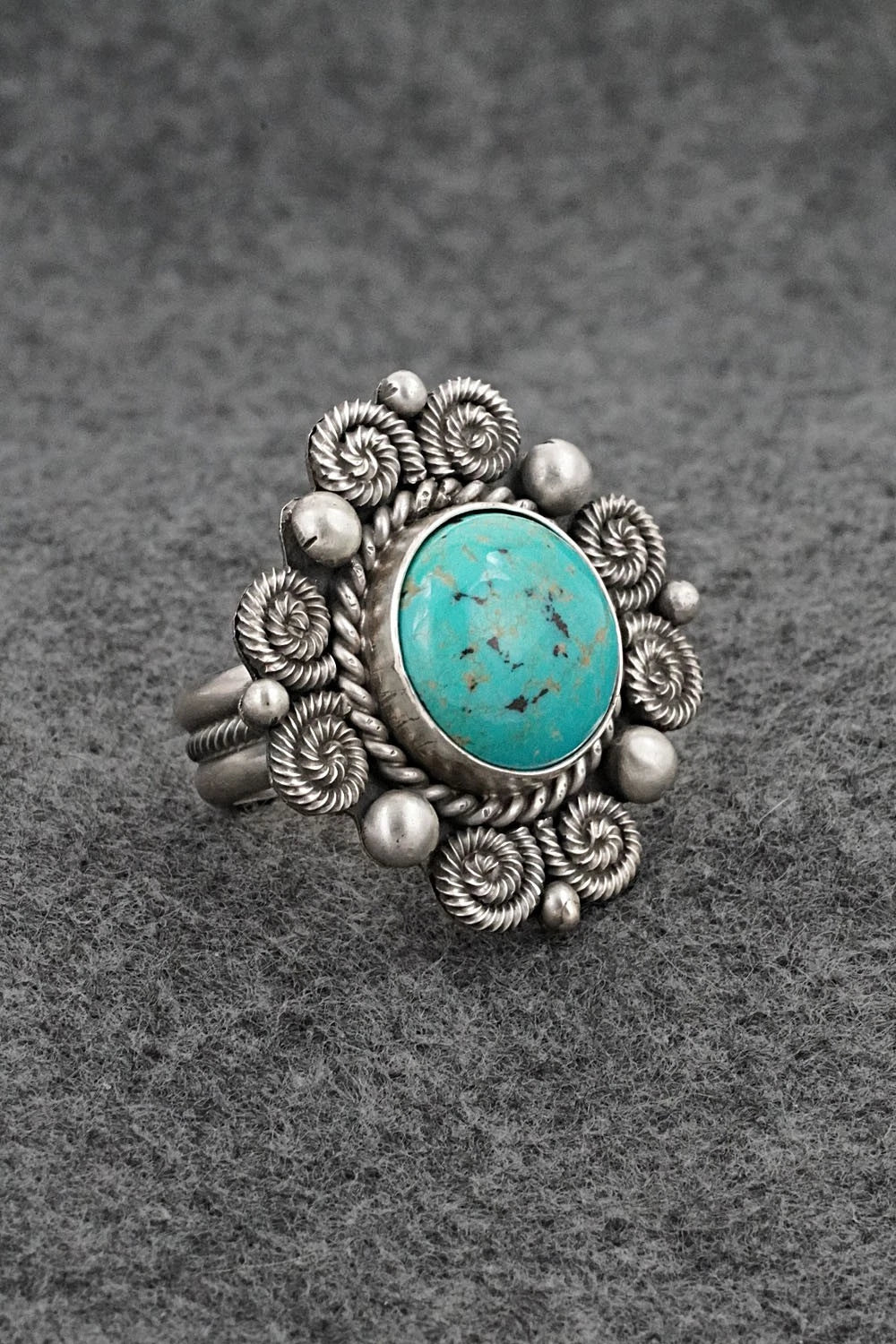Turquoise & Sterling Silver Ring - Michael Calladitto - Size 8
