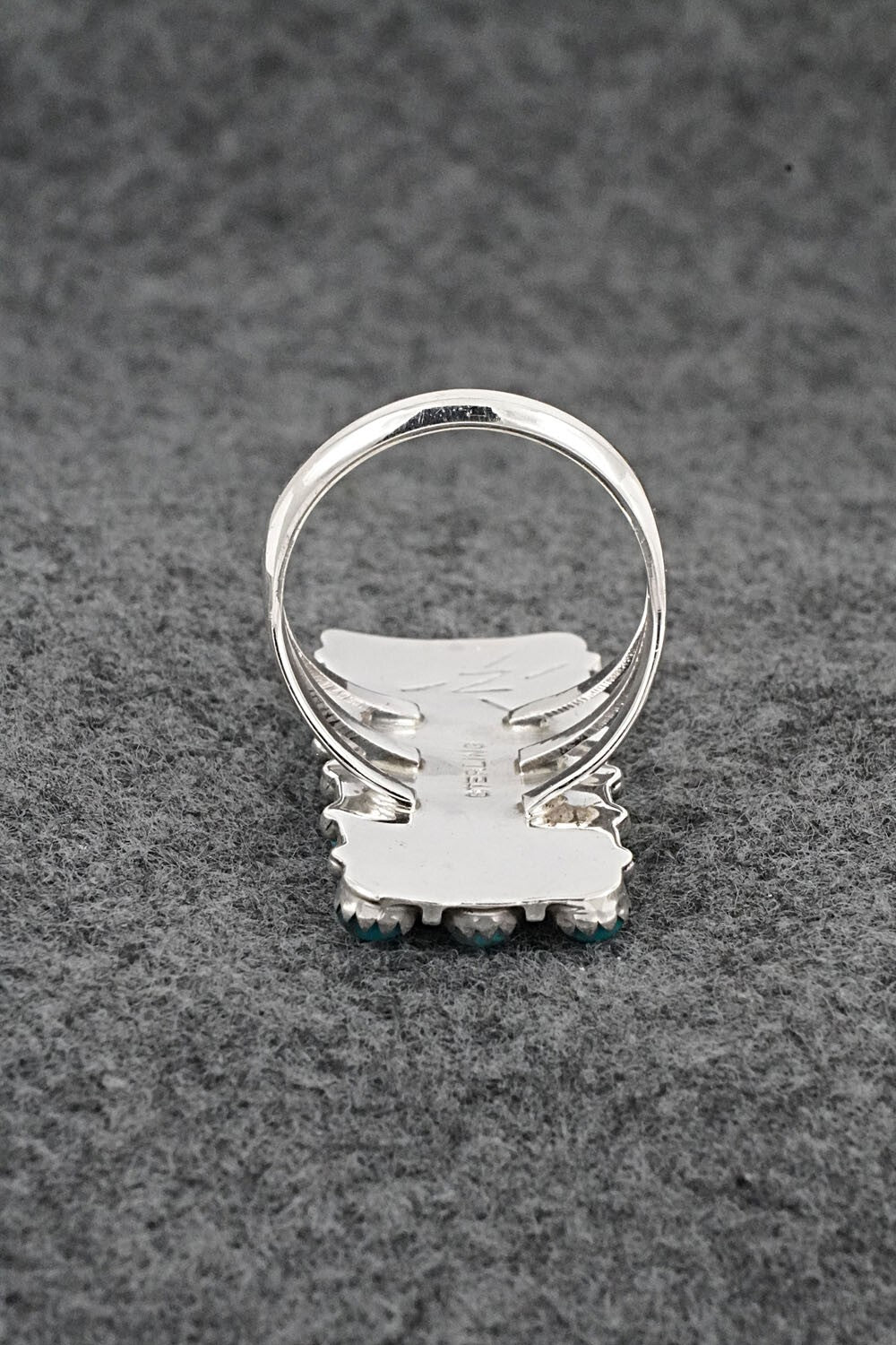 Turquoise & Sterling Silver Ring - Kenny Lonjose - Size 9