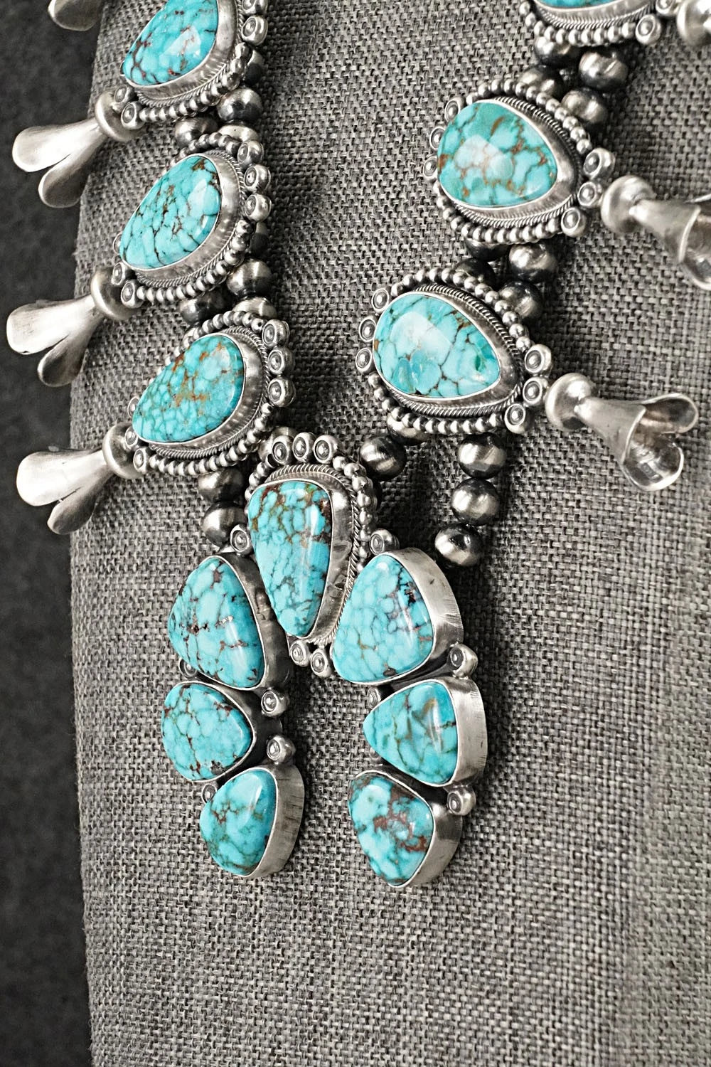 Turquoise & Sterling Silver Squash Blossom Set - Mark Yazzie
