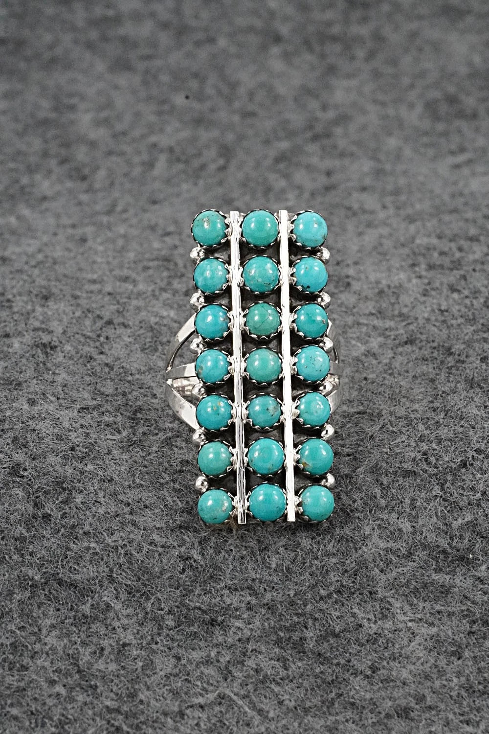 Turquoise & Sterling Silver Ring - Kenny Lonjose - Size 7.75