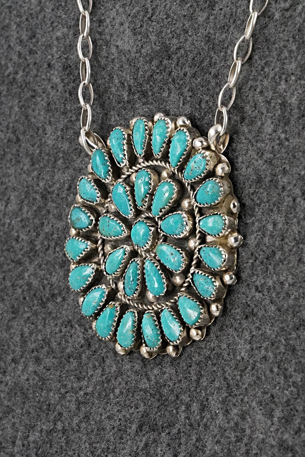 Turquoise & Sterling Silver Necklace - Eunise Wilson