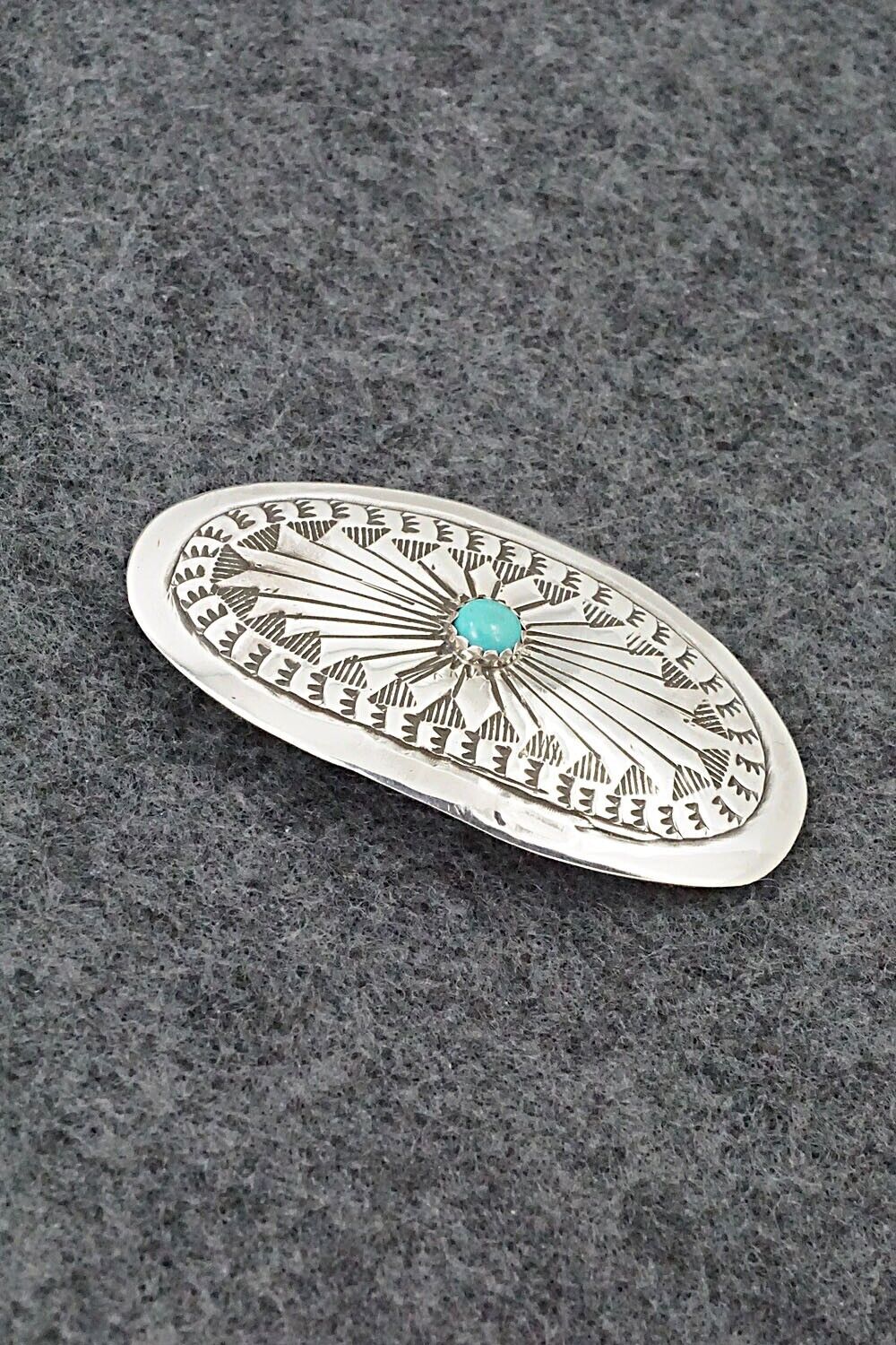 Turquoise & Sterling Silver Hair Barrette - Arlene Soce