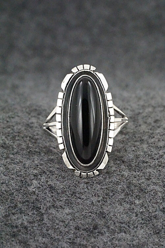 Onyx & Sterling Silver Ring - Amos Begay - Size 9.25