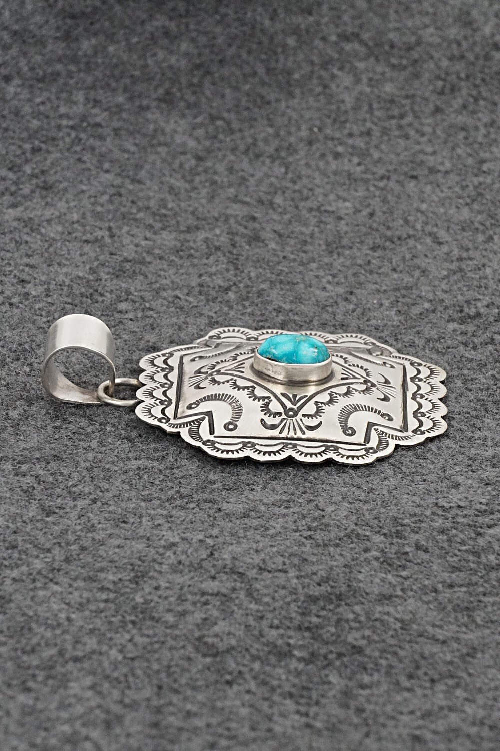 Turquoise & Sterling Silver Pendant - Arnold Blackgoat