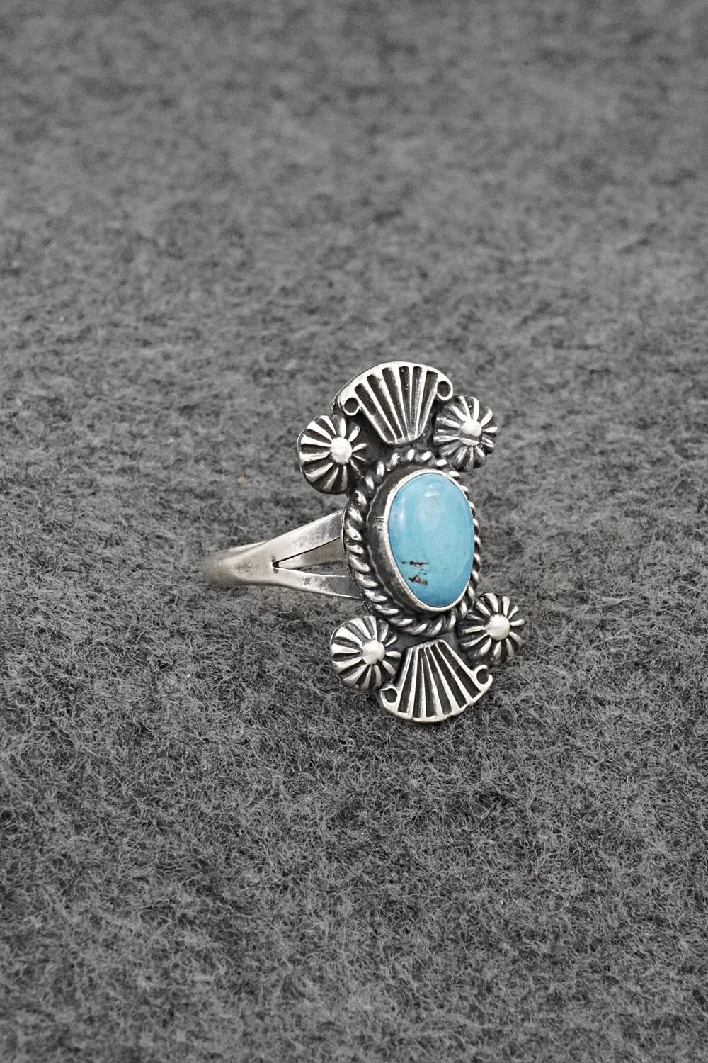 Turquoise and Sterling Silver Ring - Jerryson Henio - Size 8