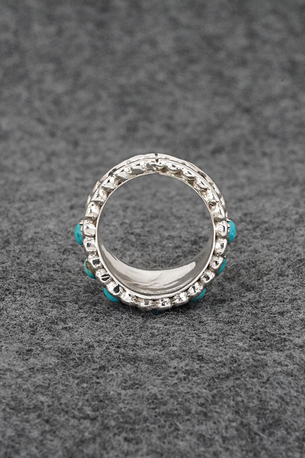 Turquoise & Sterling Silver Ring - Kenny Lonjose - Size 6.75