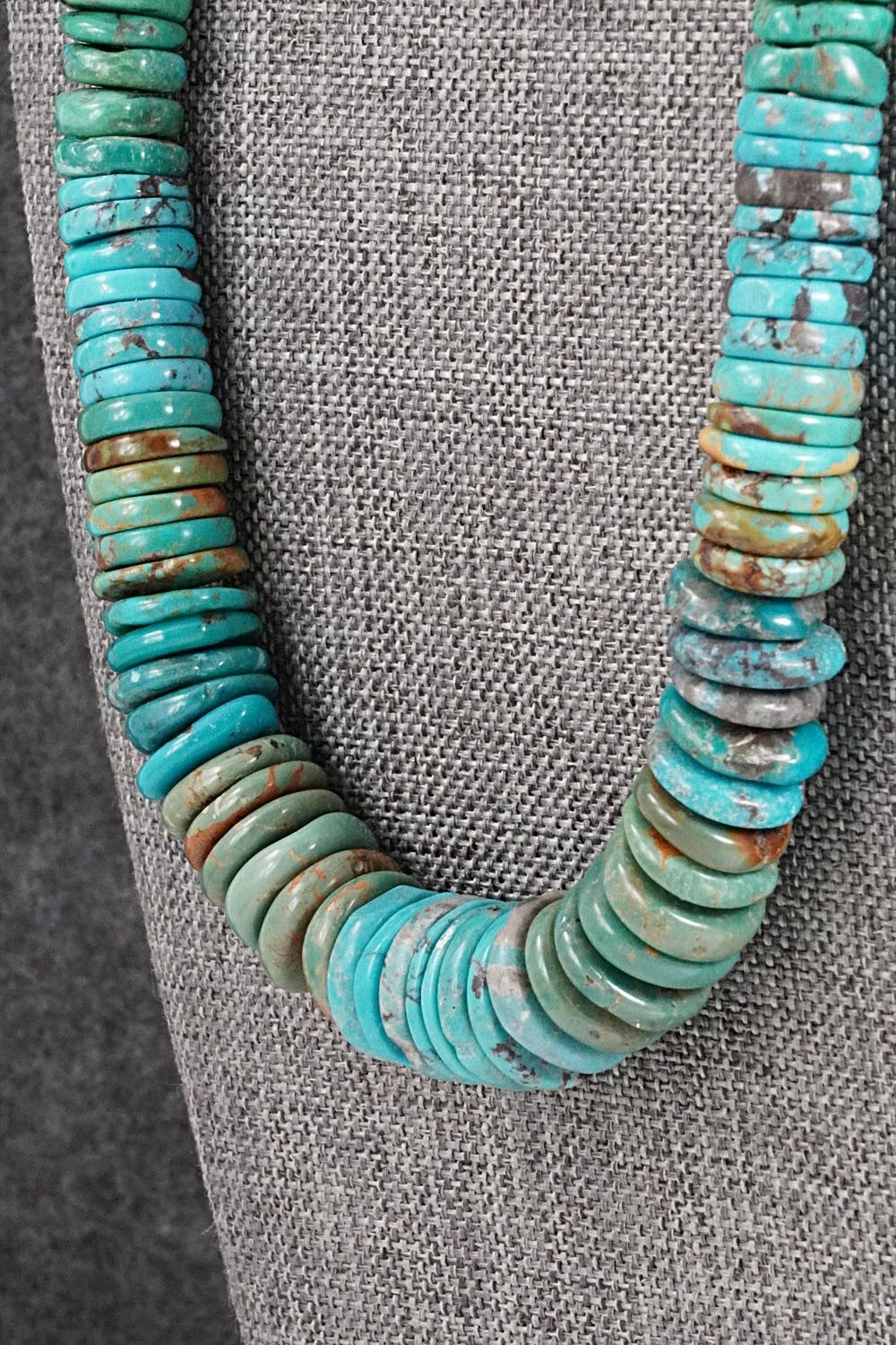 Turquoise & Sterling Silver Necklace 22" - Doreen Jake