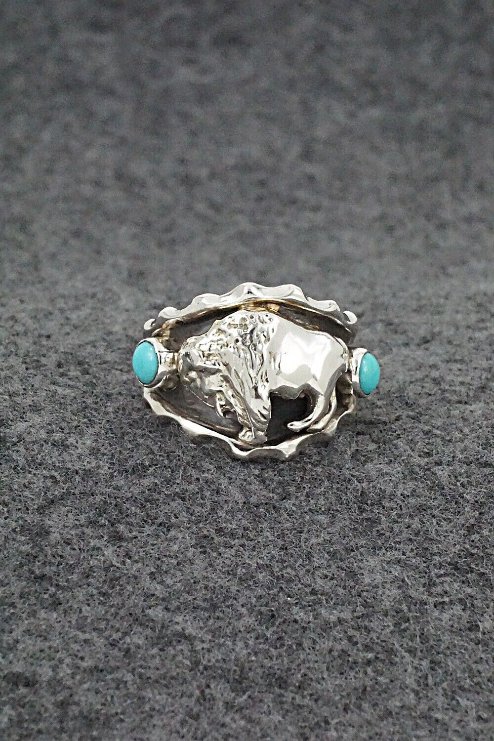 Turquoise & Sterling Silver Ring - Genevieve Francisco - Size 11.5