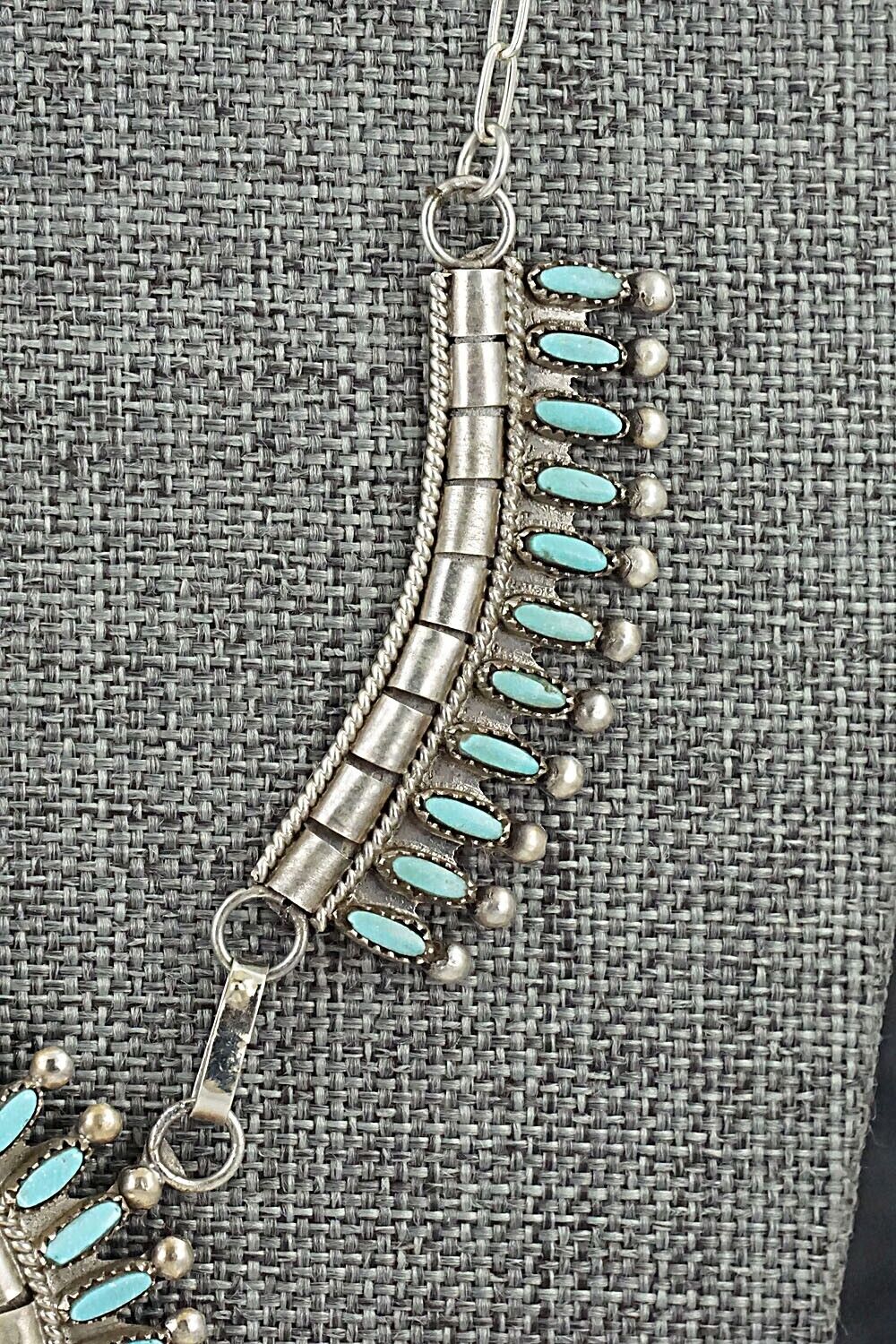 Turquoise & Sterling Silver Necklace and Earrings Set - Evonne Hustito