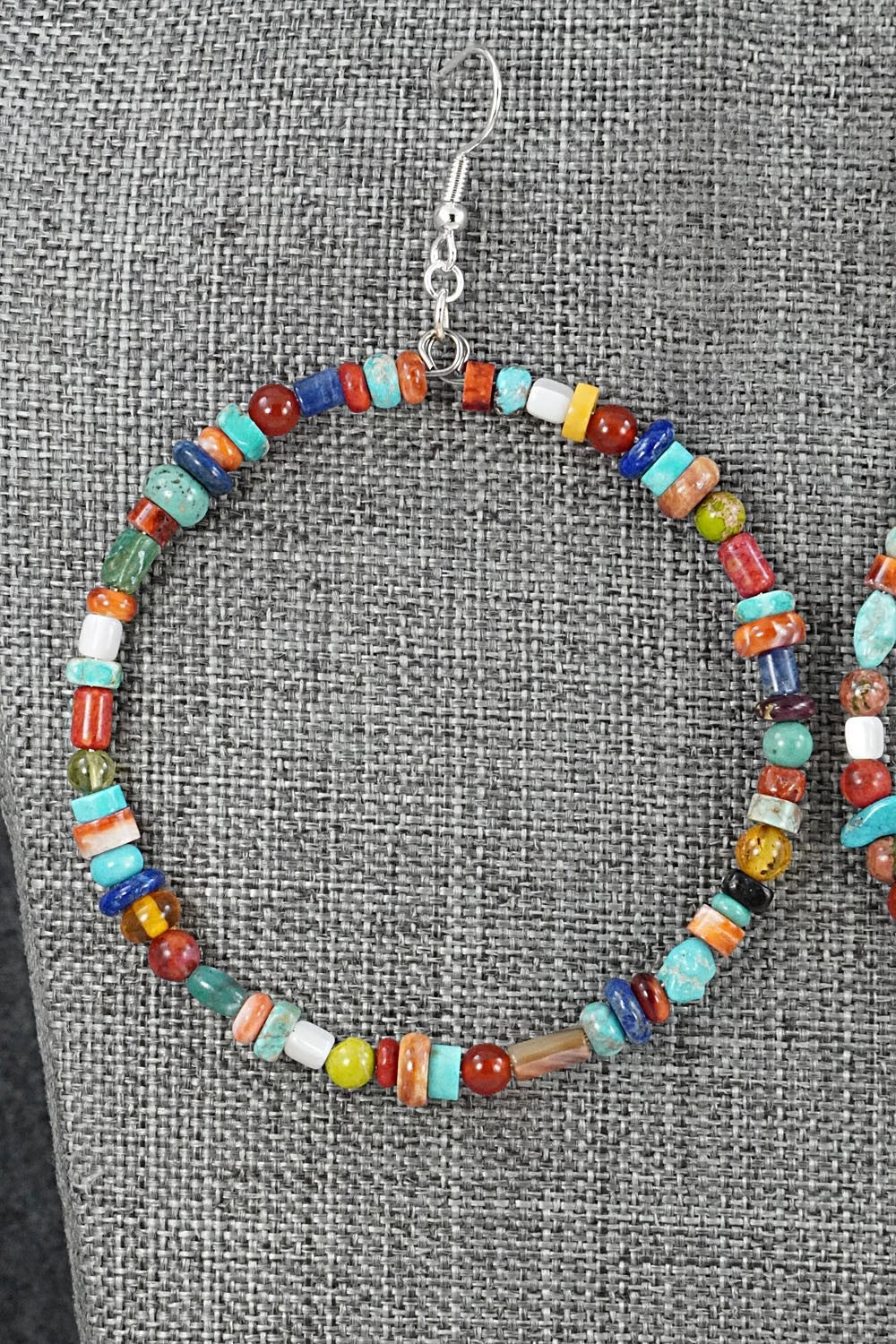 Multi-Stone & Sterling Silver Earrings - Helen Tsosie