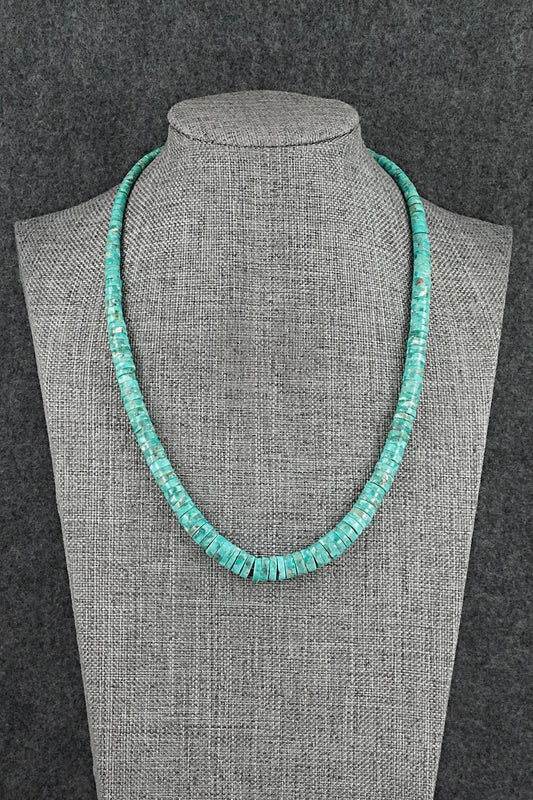 Turquoise & Sterling Silver Necklace 18" - Doreen Jake