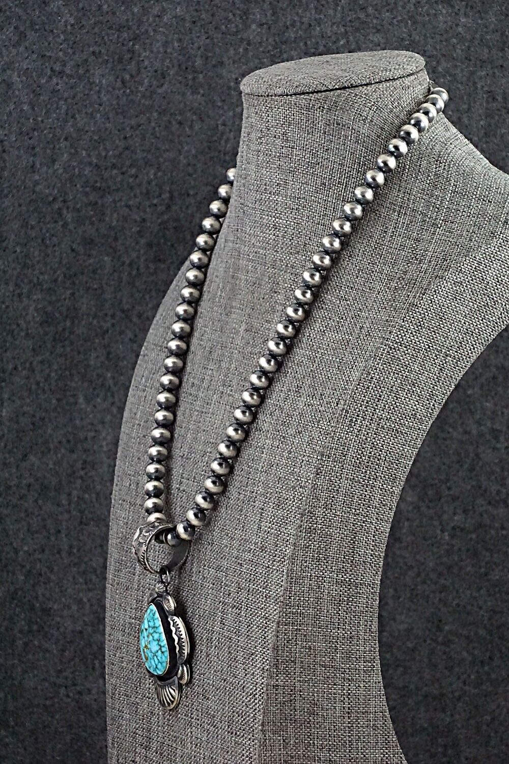 Turquoise and Sterling Silver Necklace - Gilbert Tom