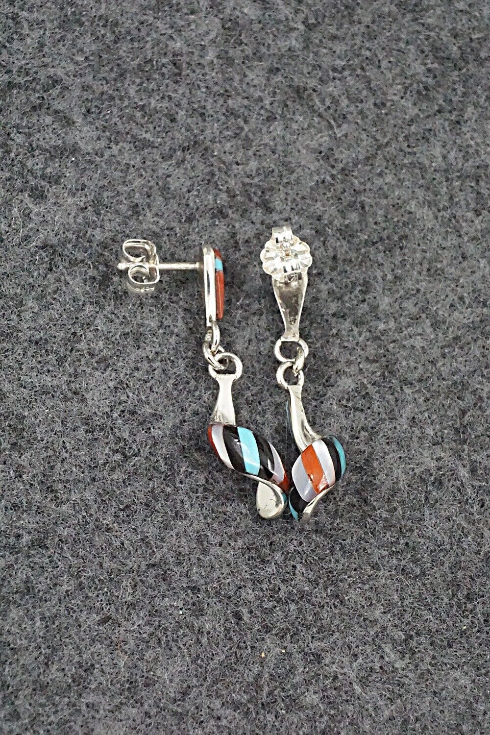 Multi-Stone & Sterling Silver Inlay Earrings - Idella Edaakie