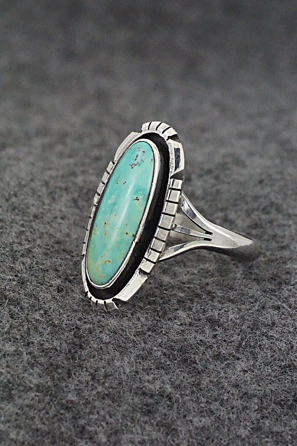 Turquoise & Sterling Silver Ring - Amos Begay - Size 9.25