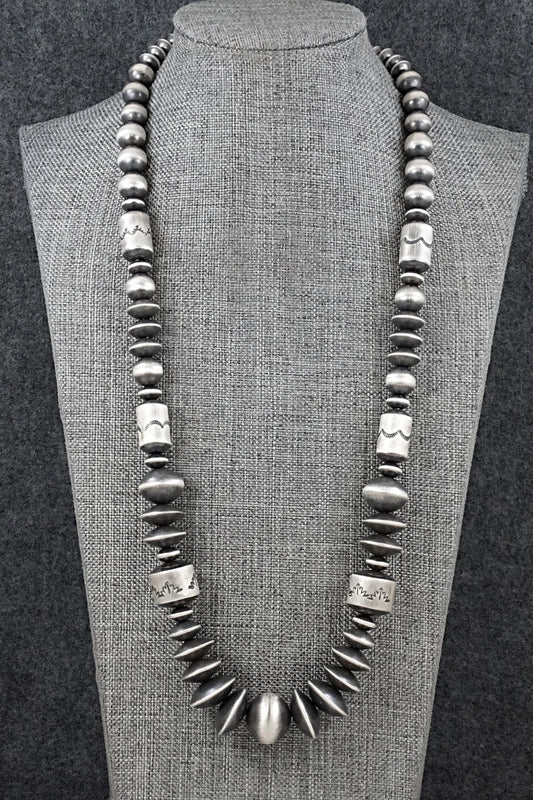 Sterling Silver Navajo Pearl Necklace 28" - Rose Martin