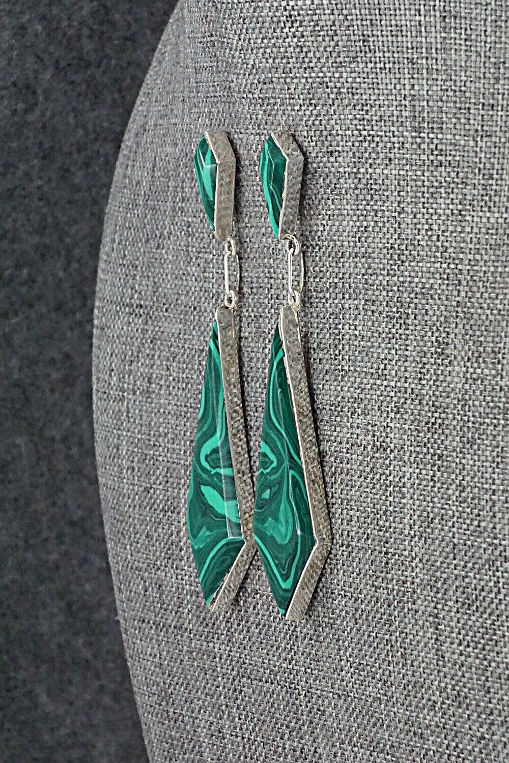 Malachite & Sterling Silver Earrings - Bryant Othole