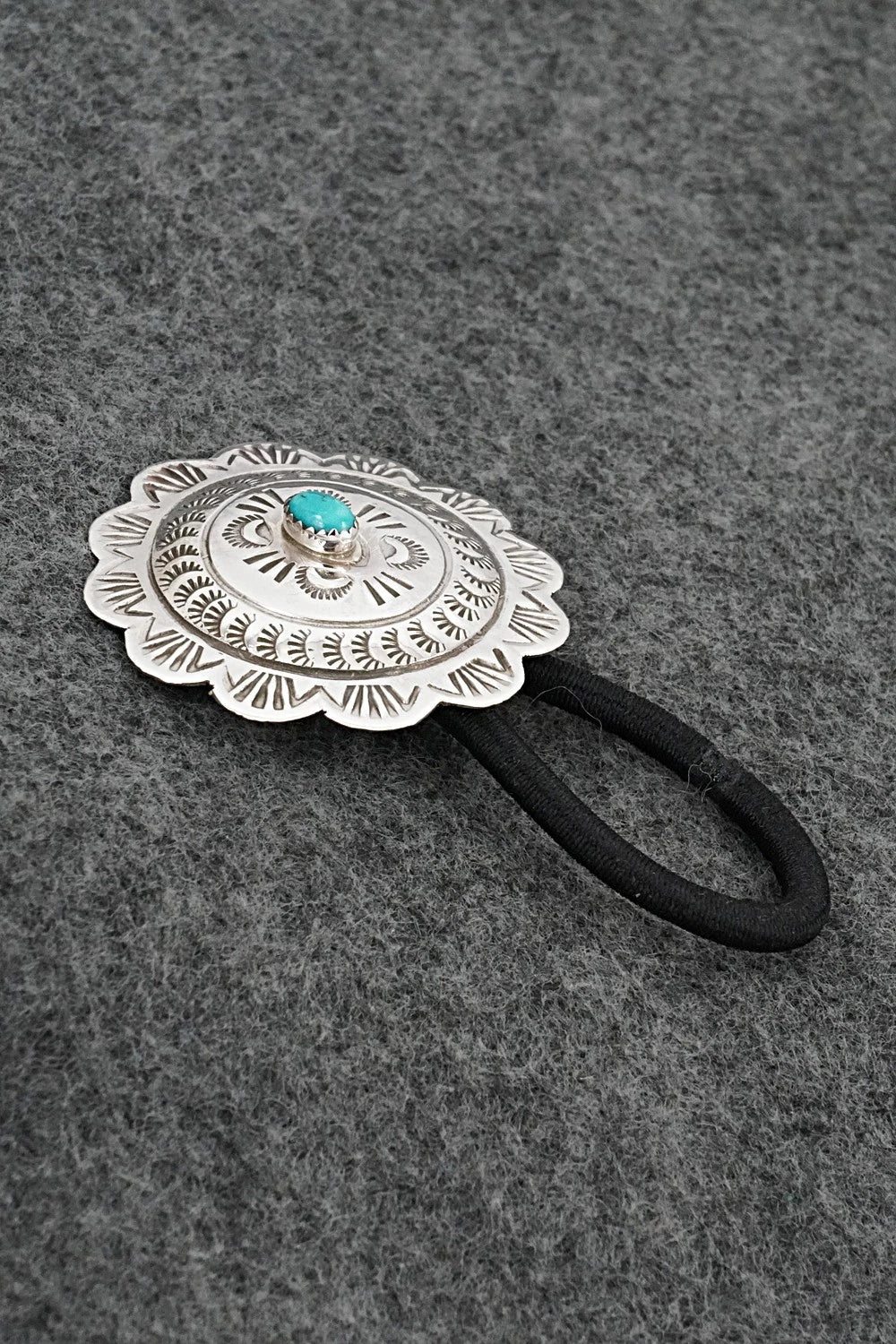 Turquoise & Sterling Silver Hair Tie - Bertha Begay
