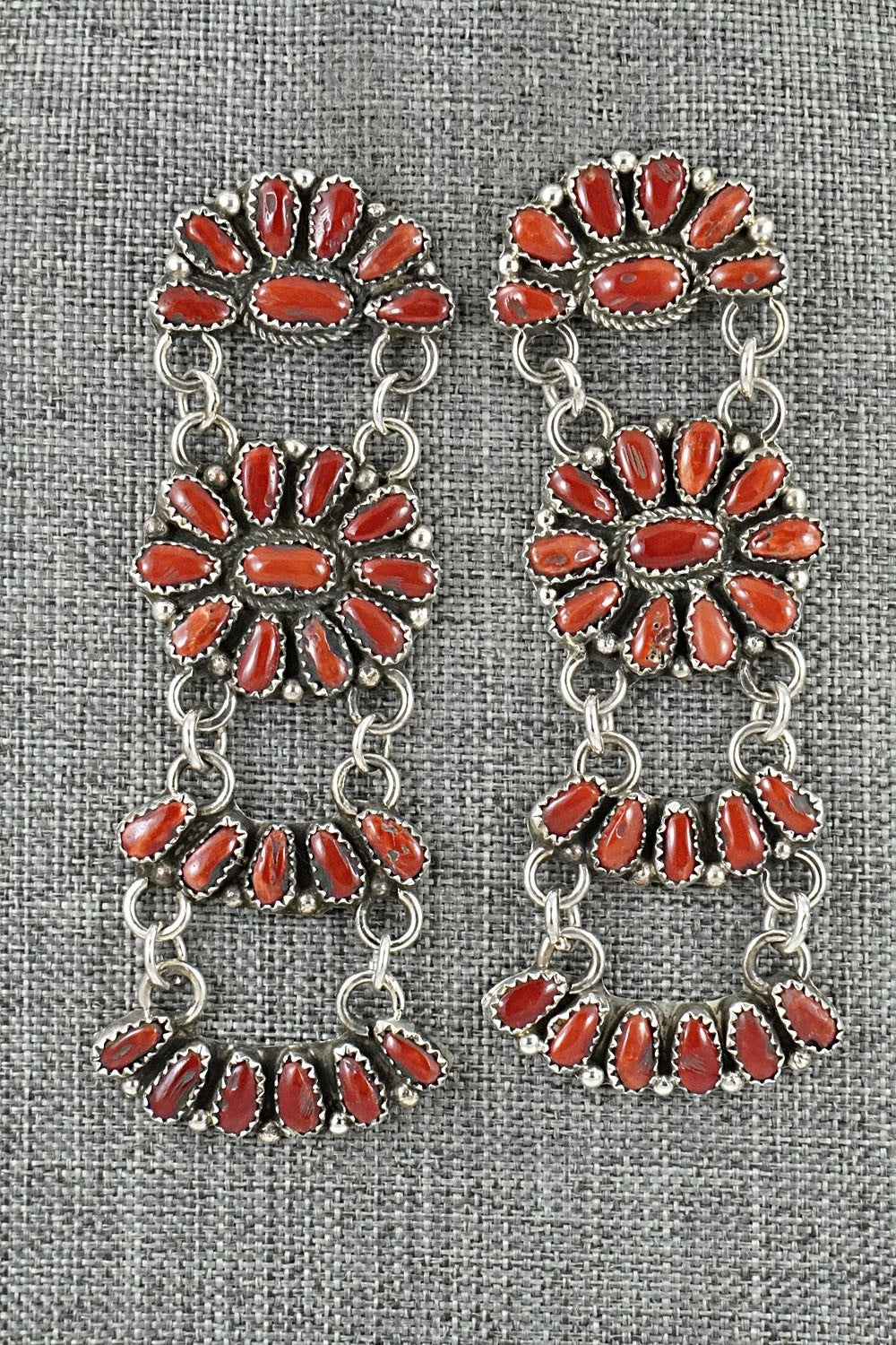 Coral & Sterling Silver Earrings - Justina Wilson