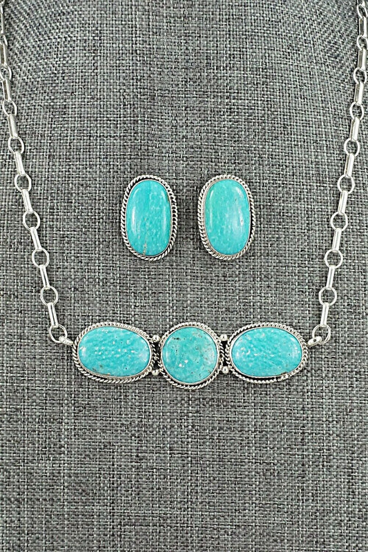 Turquoise & Sterling Silver Necklace and Earrings Set - Rena Begay