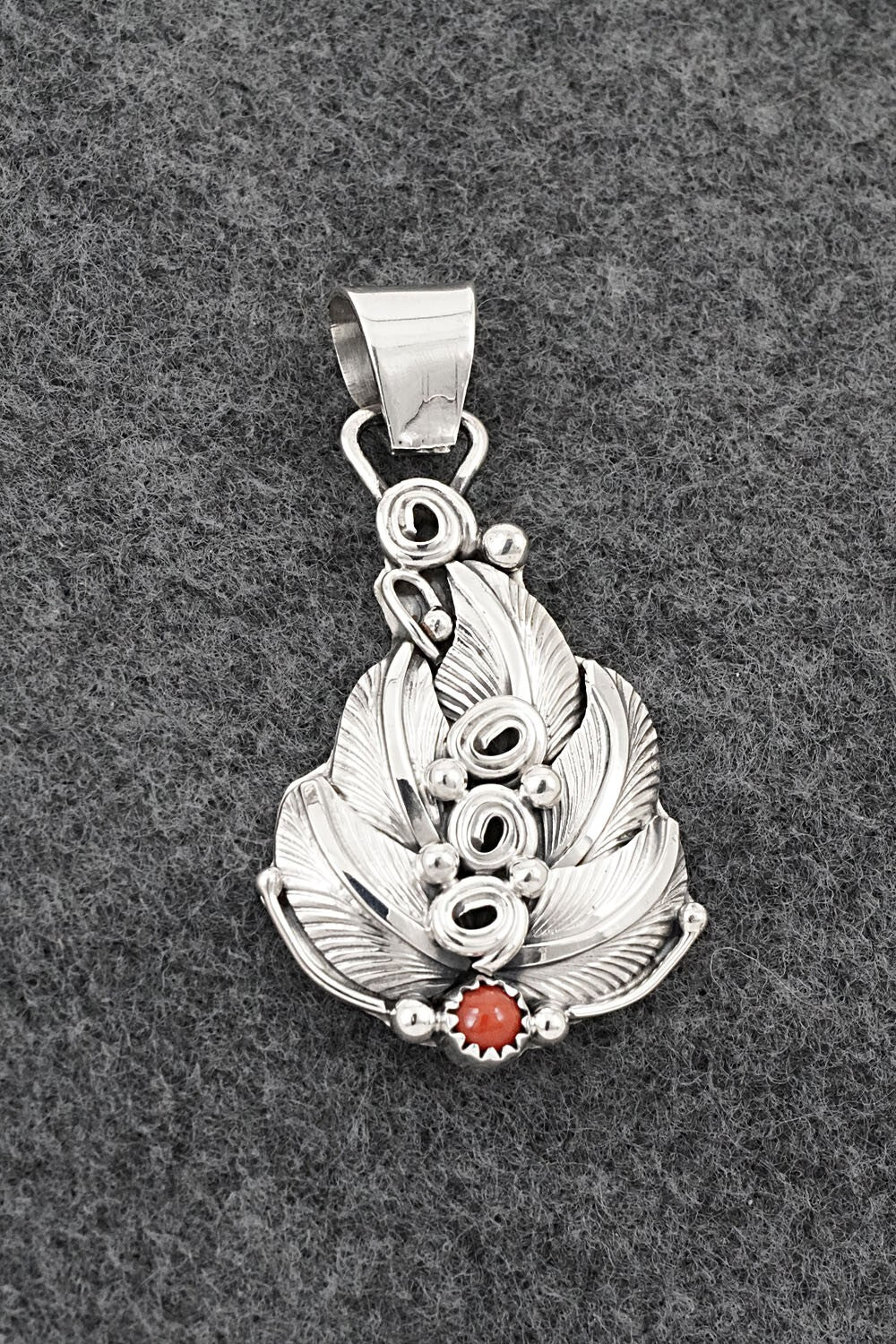 Coral & Sterling Silver Pendant - Darrell Morgan