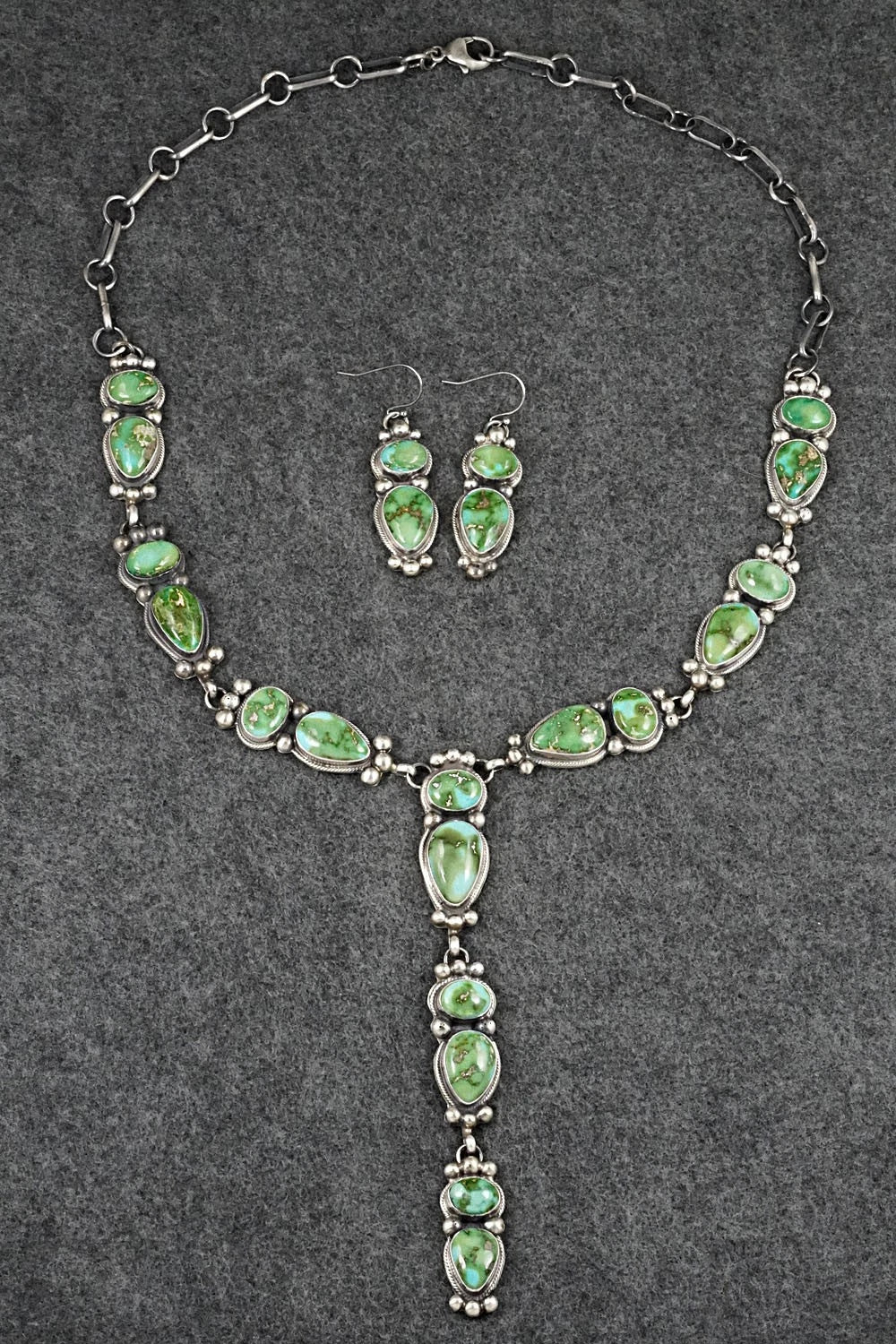 Turquoise & Sterling Silver Necklace and Earrings Set - Kathleen Livingston
