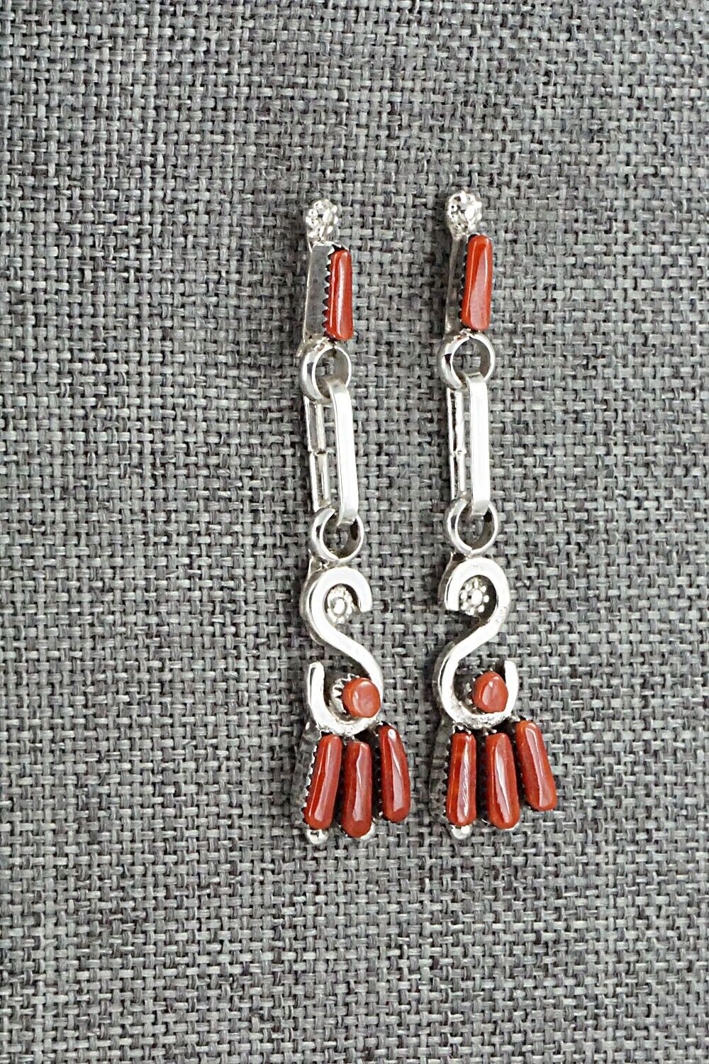 Coral & Sterling Silver Earrings - Carlene Hattie