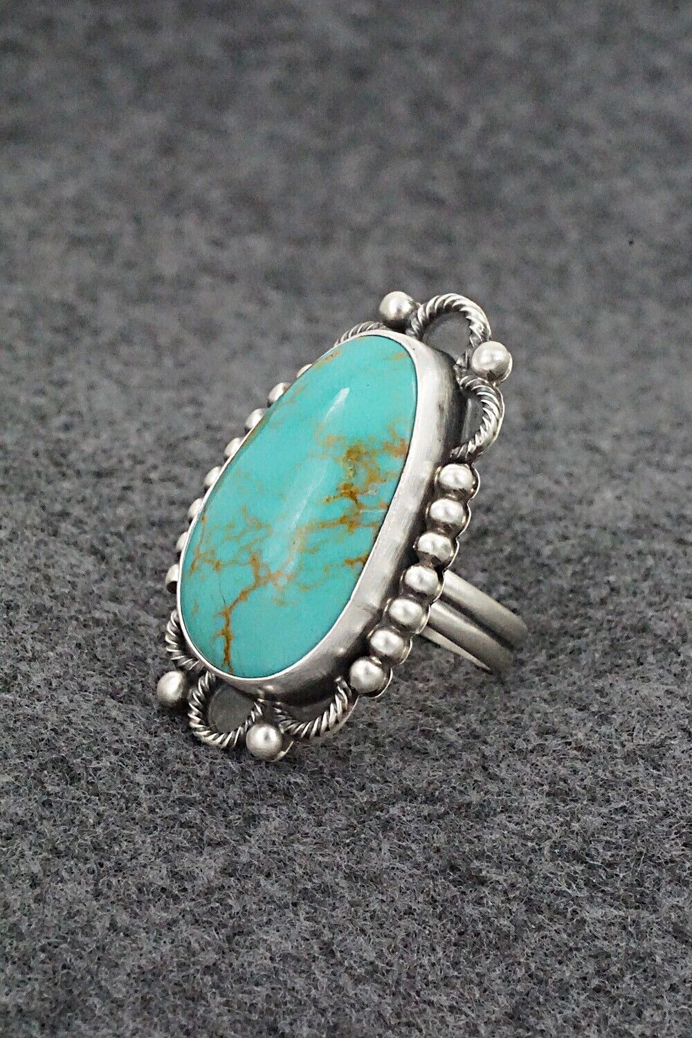 Turquoise & Sterling Silver Ring - Jameson Garcia - Size 8 Adj.