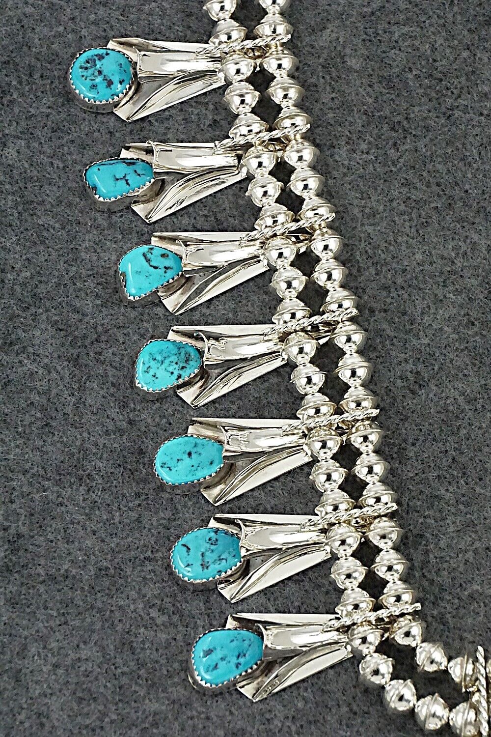 Turquoise & Sterling Silver Squash Blossom Set - Louise Yazzie