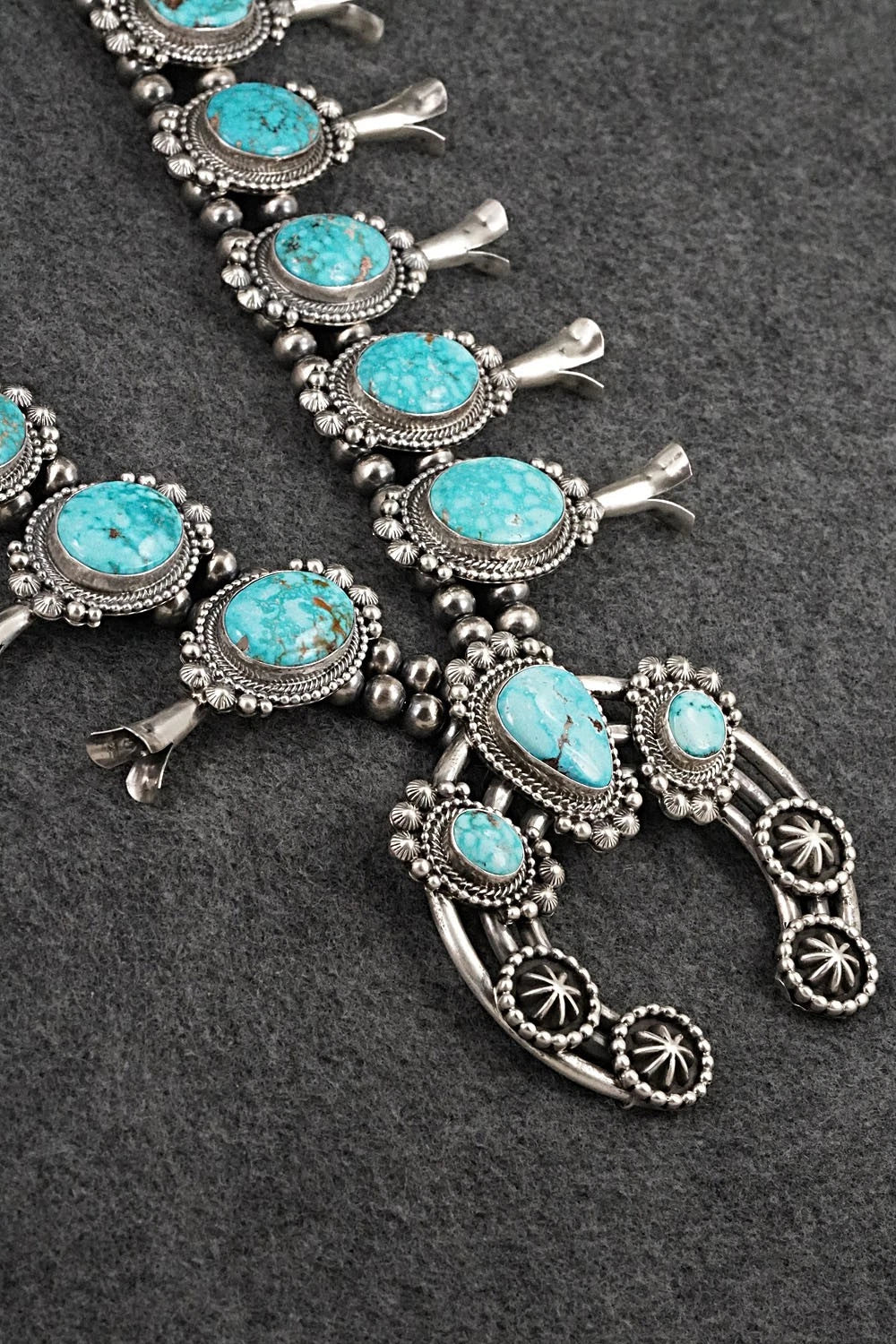 Turquoise & Sterling Silver Squash Blossom Set - Tom Lewis
