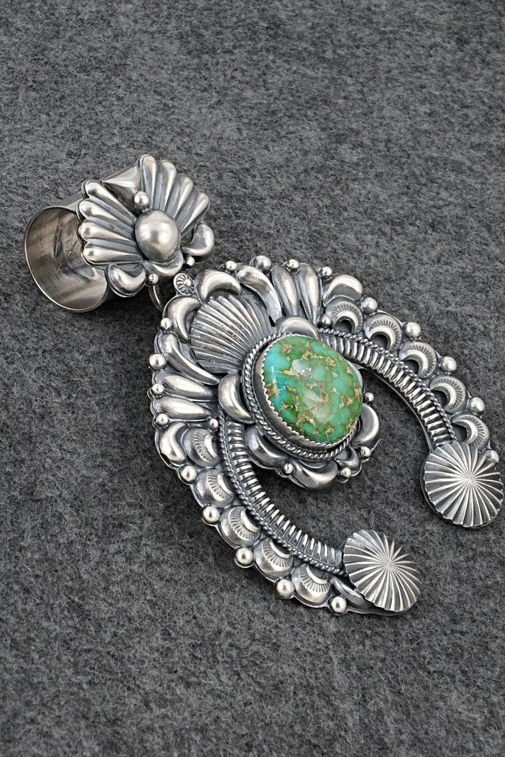 Turquoise & Sterling Silver Naja Pendant - Delbert Gordon