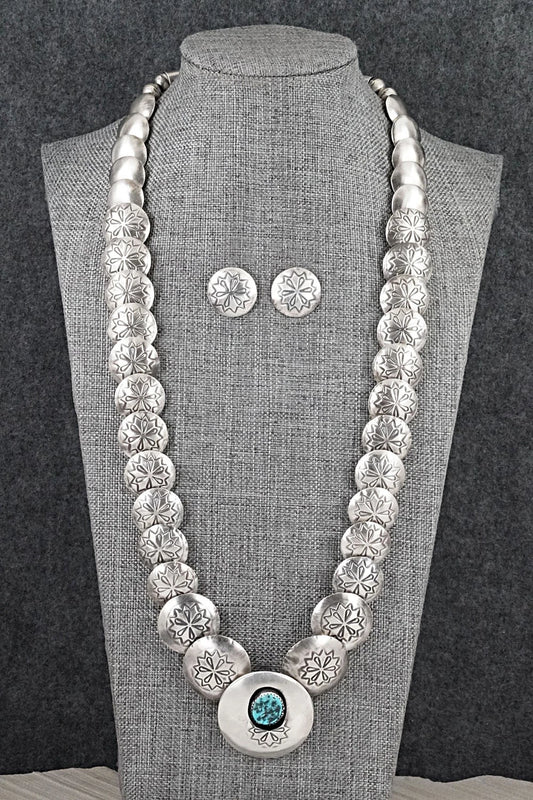 Turquoise & Sterling Silver Necklace and Earrings Set - Tim Thompson