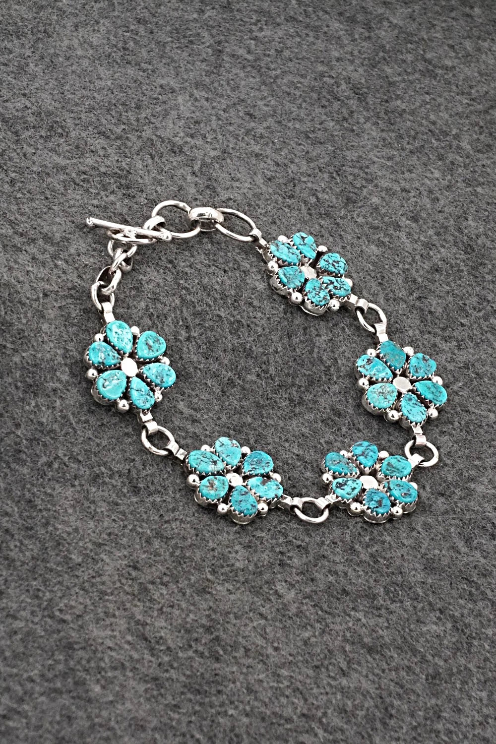 Turquoise & Sterling Silver Link Bracelet - Anthony Brown