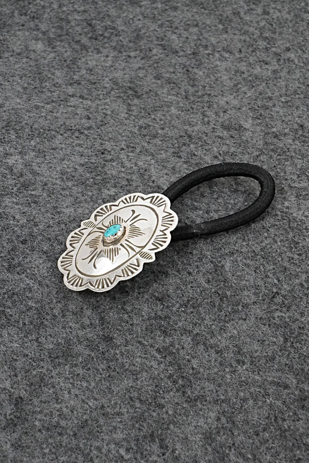 Turquoise & Sterling Silver Hair Tie - Bertha Begay
