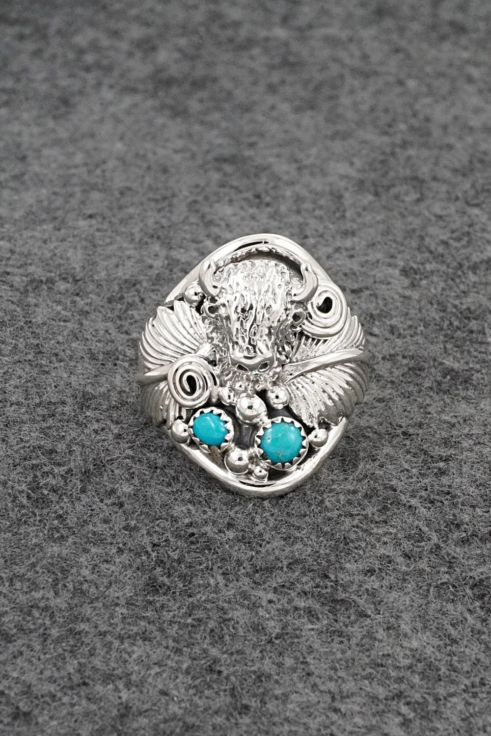 Turquoise & Sterling Silver Ring - Darrell Morgan - Size 10