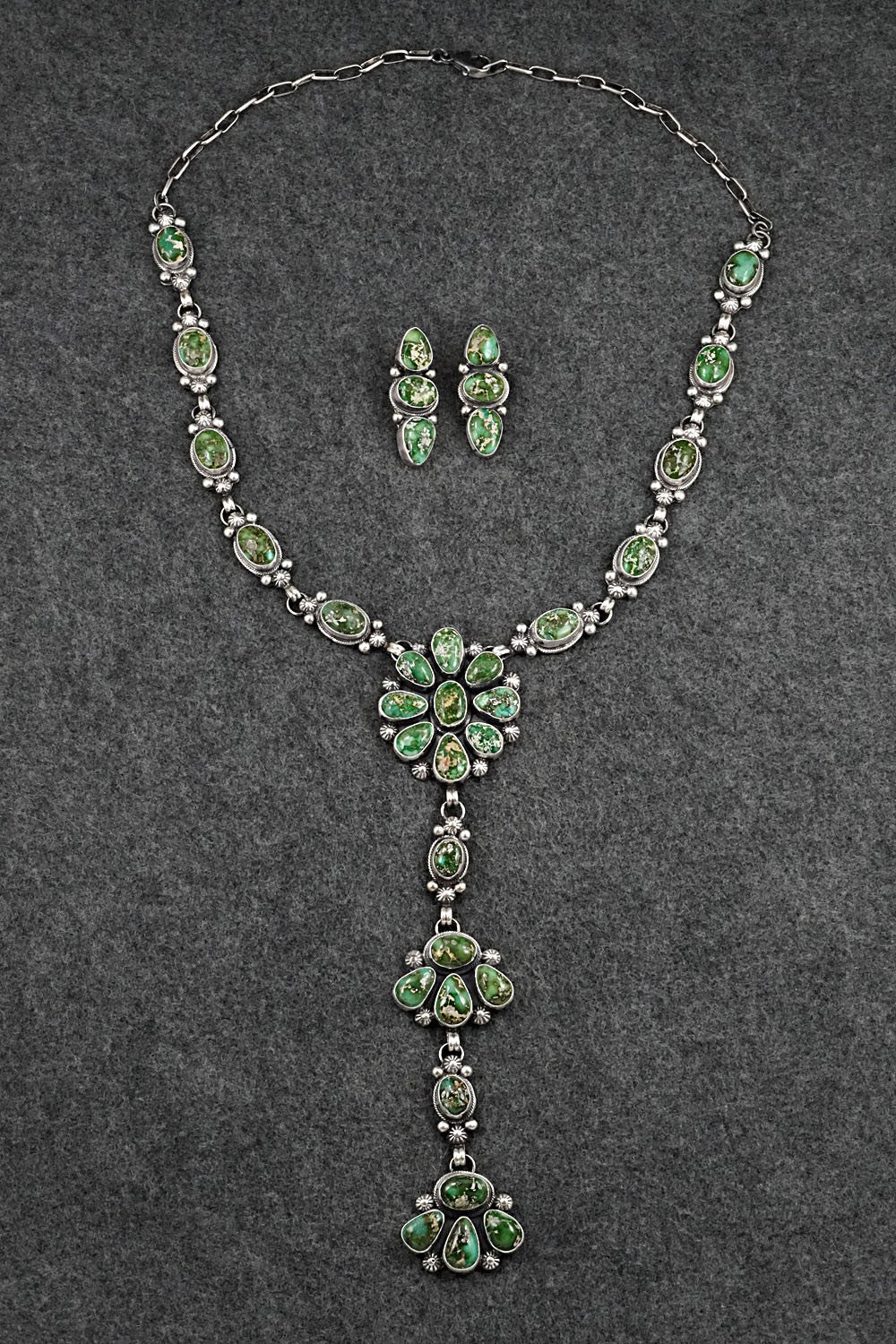 Turquoise & Sterling Silver Necklace and Earrings Set - Kathleen Livingston