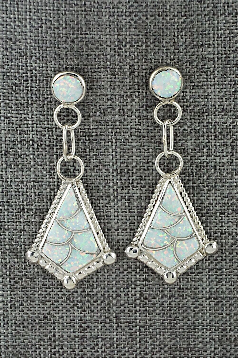 Opalite & Sterling Silver Inlay Earrings - Seoutewa