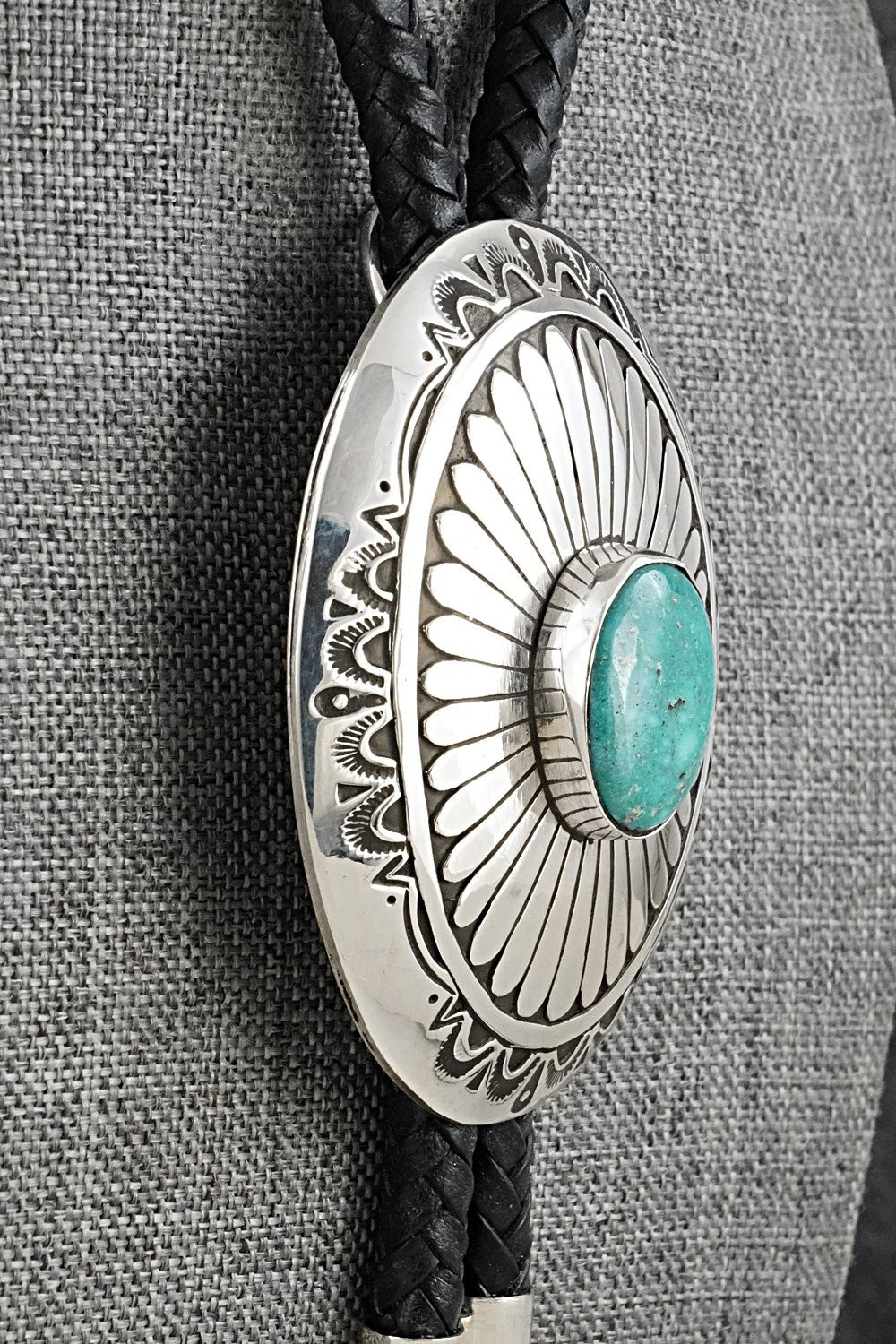 Turquoise & Sterling Silver Bolo Tie - Charlie John