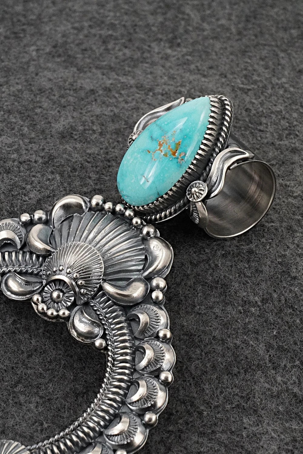 Turquoise & Sterling Silver Naja Pendant - Delbert Gordon