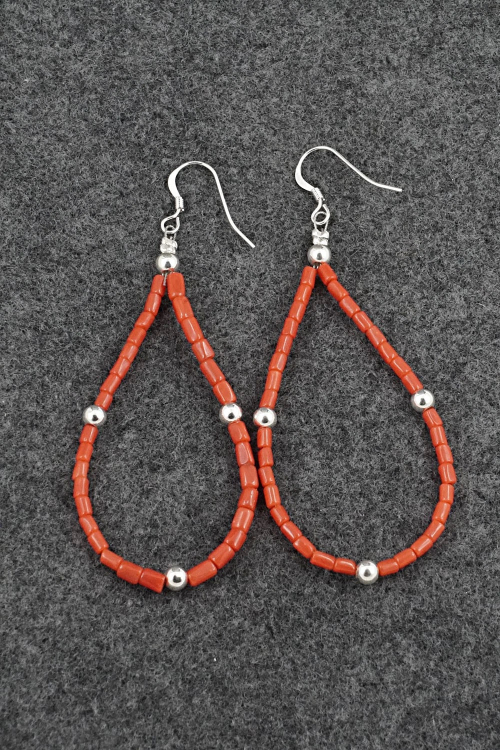 Coral & Sterling Silver Earrings - Doreen Jake