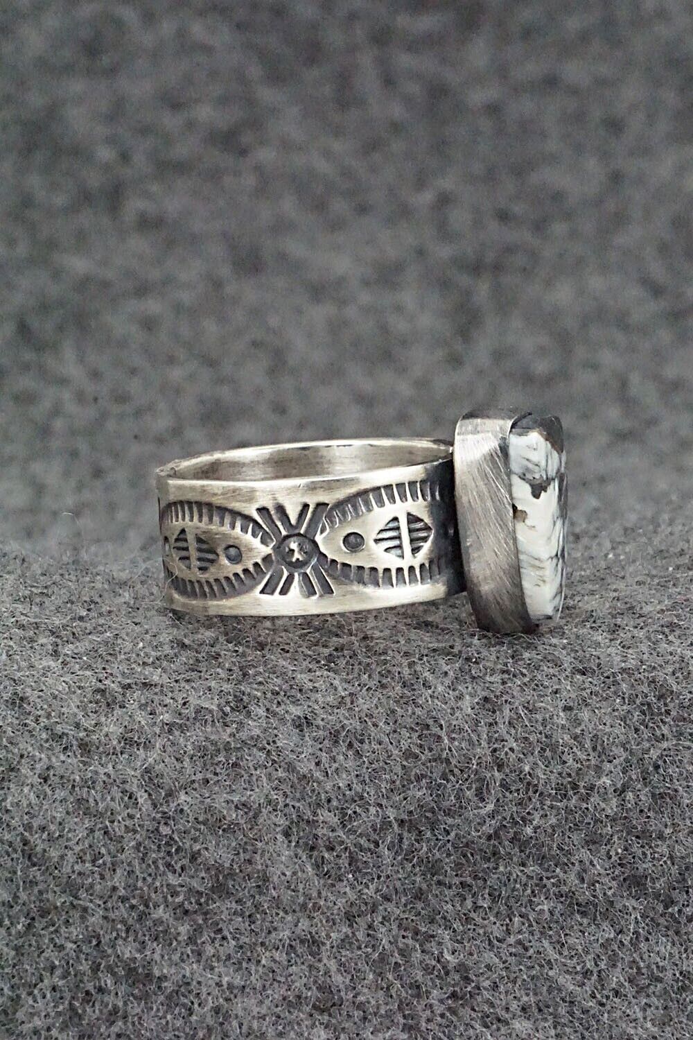 White Buffalo and Sterling Silver Ring - Raymond Coriz - Size 7 adj.