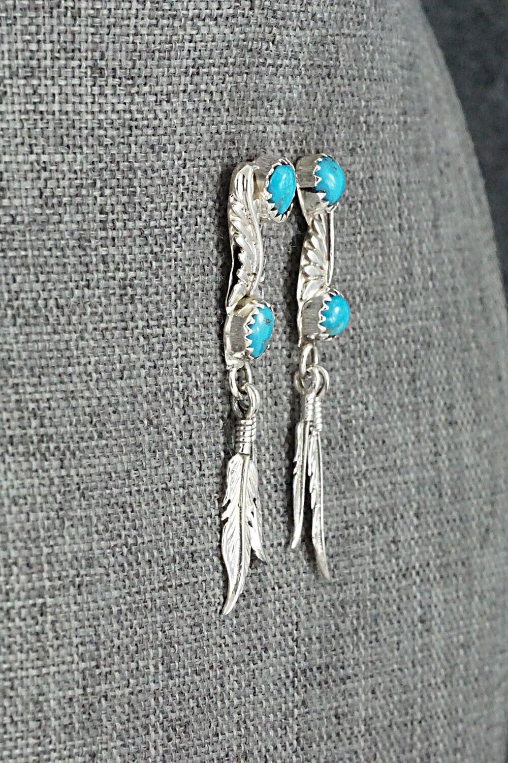 Turquoise & Sterling Silver Earrings - Adelarae Yazzie