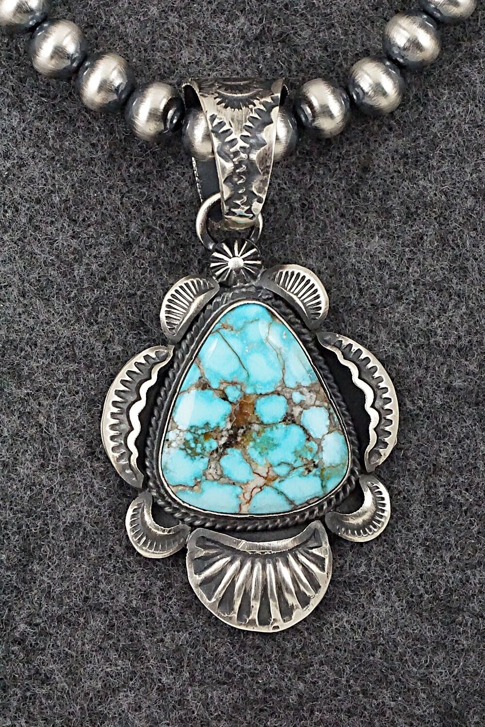 Turquoise and Sterling Silver Necklace - Gilbert Tom