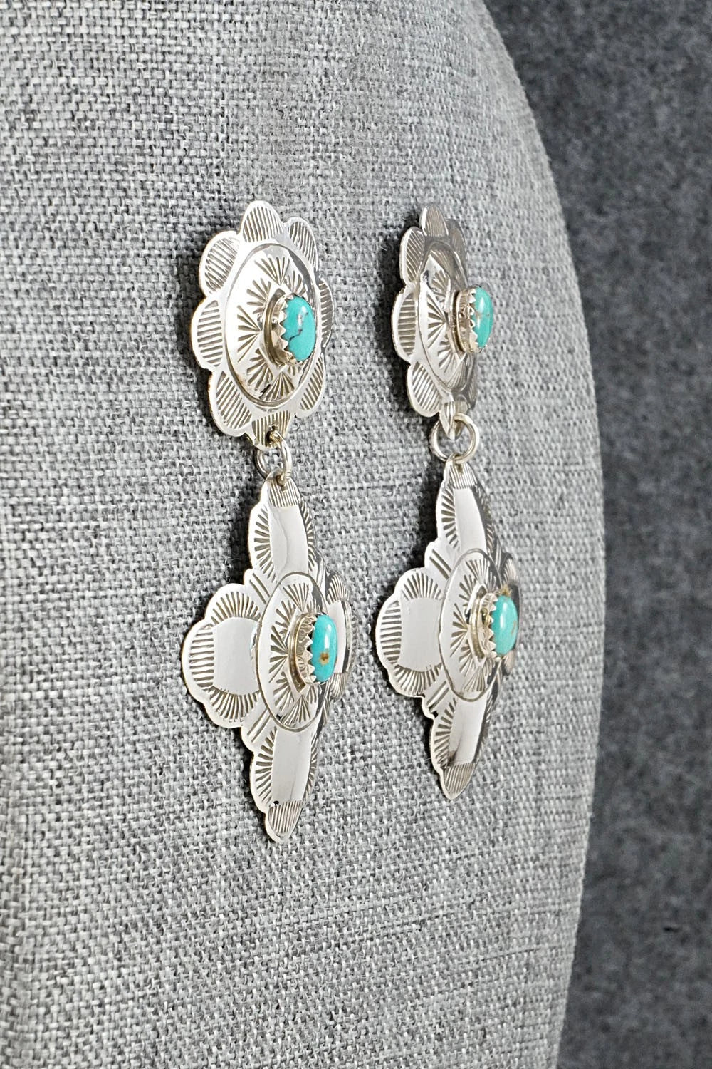 Turquoise & Sterling Silver Earrings - Bertha Begay