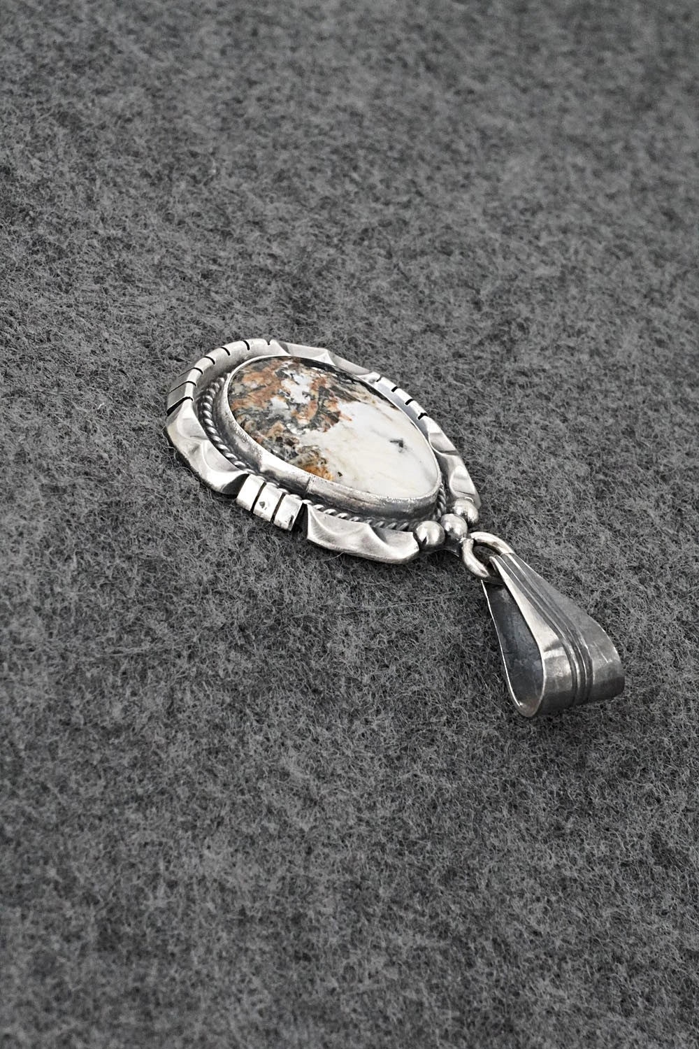 White Buffalo & Sterling Silver Pendant - Samuel Yellowhair